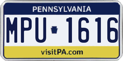 PA license plate MPU1616