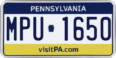 PA license plate MPU1650