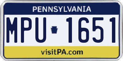 PA license plate MPU1651