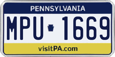 PA license plate MPU1669