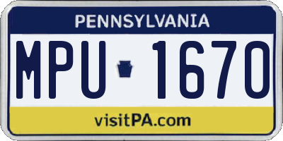 PA license plate MPU1670