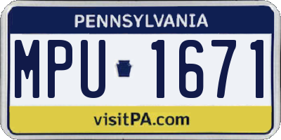 PA license plate MPU1671