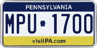 PA license plate MPU1700