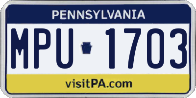 PA license plate MPU1703