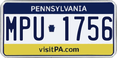 PA license plate MPU1756