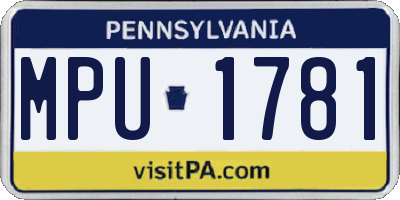PA license plate MPU1781
