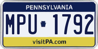 PA license plate MPU1792