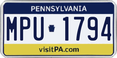 PA license plate MPU1794