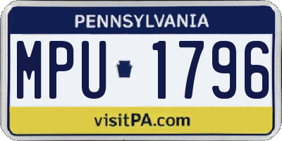 PA license plate MPU1796