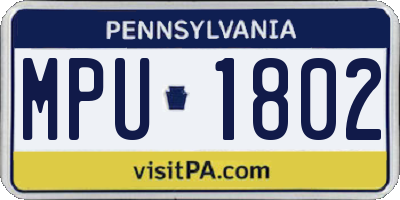 PA license plate MPU1802