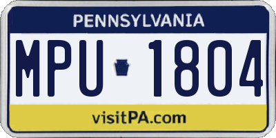PA license plate MPU1804