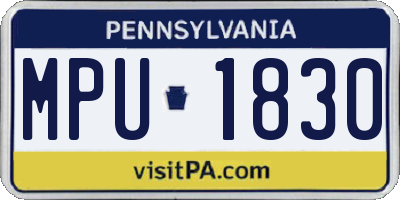 PA license plate MPU1830