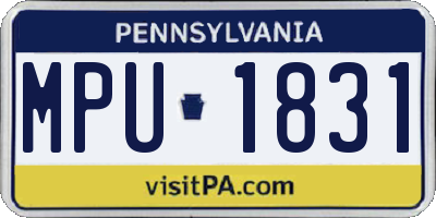 PA license plate MPU1831