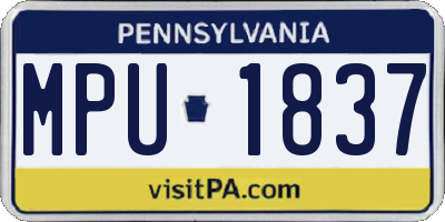 PA license plate MPU1837