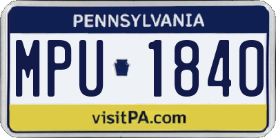 PA license plate MPU1840