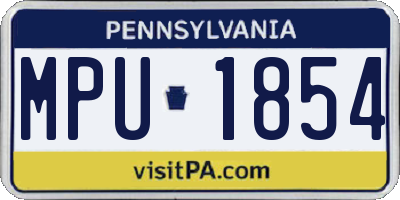 PA license plate MPU1854