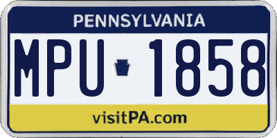 PA license plate MPU1858