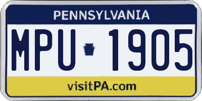 PA license plate MPU1905