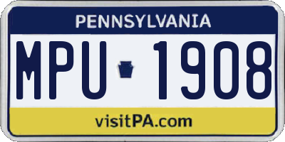 PA license plate MPU1908