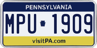 PA license plate MPU1909