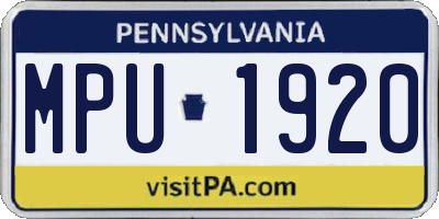 PA license plate MPU1920