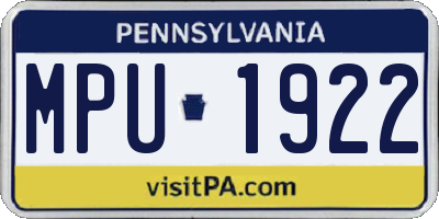 PA license plate MPU1922