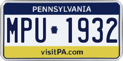 PA license plate MPU1932