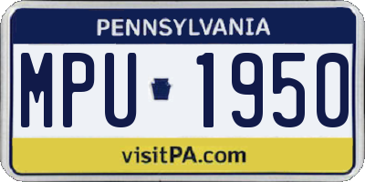 PA license plate MPU1950