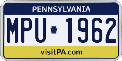 PA license plate MPU1962