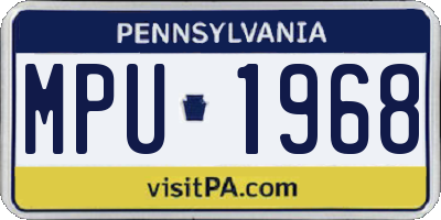 PA license plate MPU1968