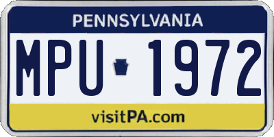 PA license plate MPU1972