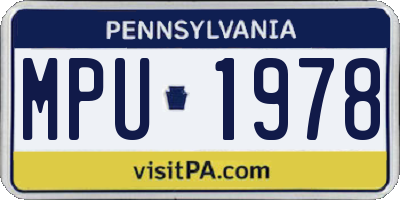 PA license plate MPU1978