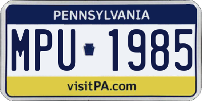 PA license plate MPU1985