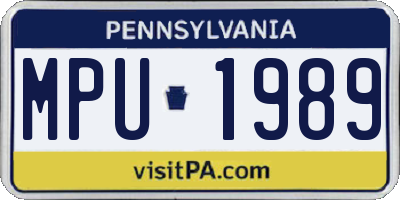 PA license plate MPU1989