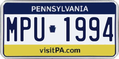 PA license plate MPU1994