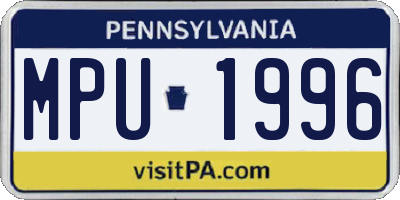 PA license plate MPU1996