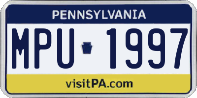 PA license plate MPU1997