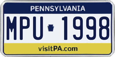 PA license plate MPU1998