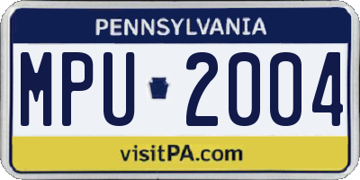 PA license plate MPU2004