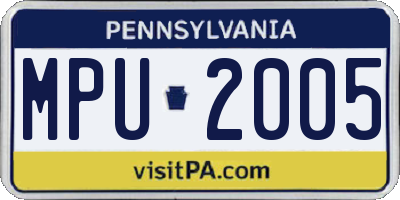PA license plate MPU2005