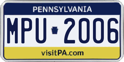 PA license plate MPU2006