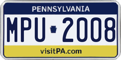 PA license plate MPU2008