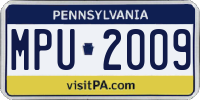 PA license plate MPU2009