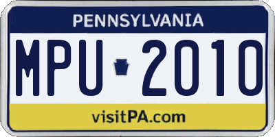 PA license plate MPU2010