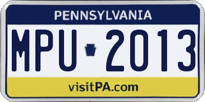PA license plate MPU2013