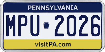 PA license plate MPU2026