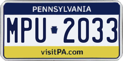 PA license plate MPU2033