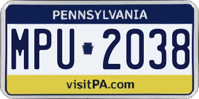 PA license plate MPU2038