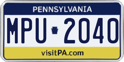PA license plate MPU2040
