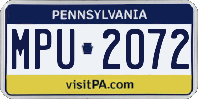 PA license plate MPU2072